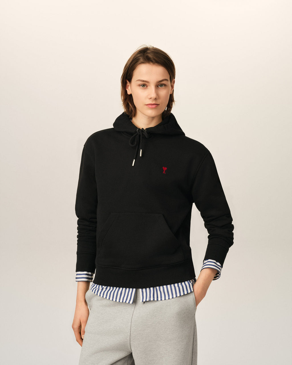 Ami Paris Ami de Coeur Unisex Hoodie Organic Cotton Black