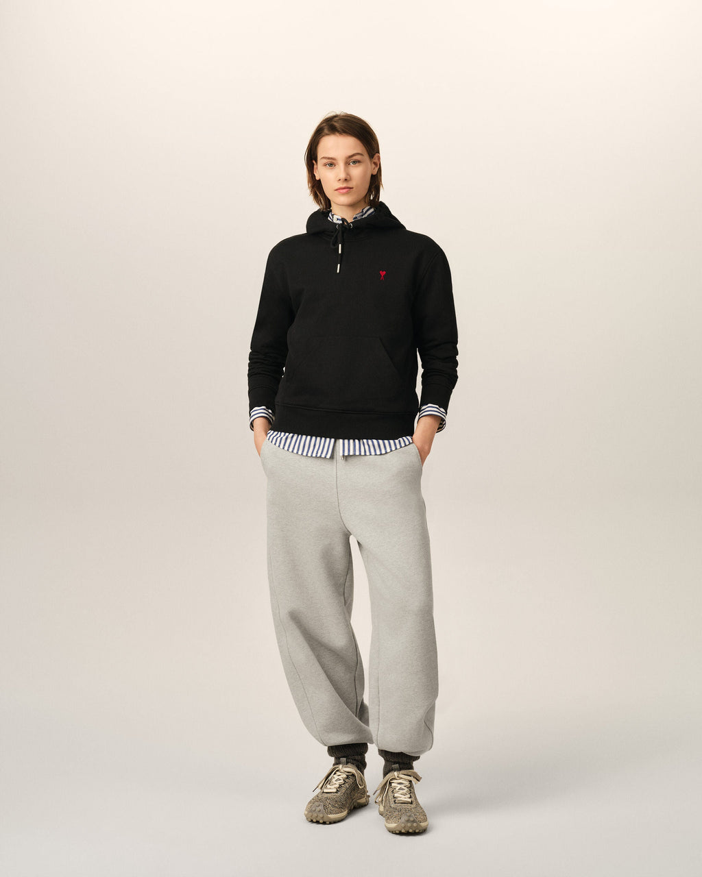 Ami Paris Ami de Coeur Unisex Hoodie Organic Cotton Black