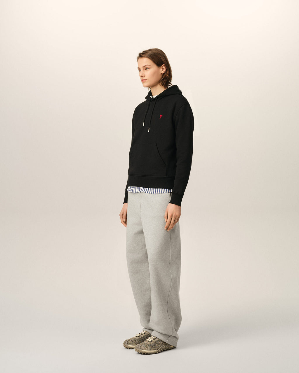 Ami Paris Ami de Coeur Unisex Hoodie Organic Cotton Black